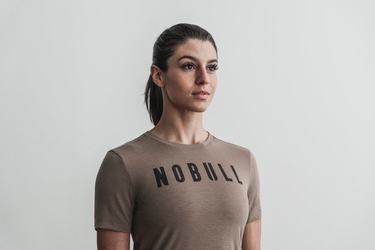 Nobull Women's T Shirts Light Brown | Australia (UB2074)